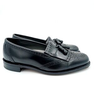 Dexter Mens Black Leather Tassel Wingtip Loafer Dress Shoes Made in USA Sz 10.5